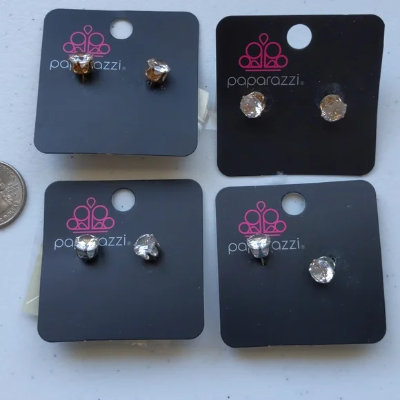 Paparazzi Jewelry Lot of 4 All Posts Diamond Style - Picture 1 of 5